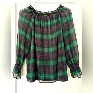 Talbots black watch  tartan top
